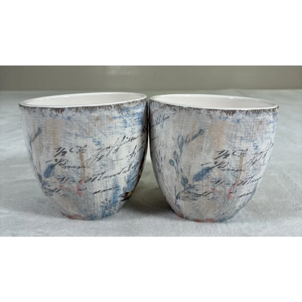 Pier 1 Imports Ironstone Owl Mugs(2) Dimpled Glossy 8.75” 2pcs Benefits Chrty